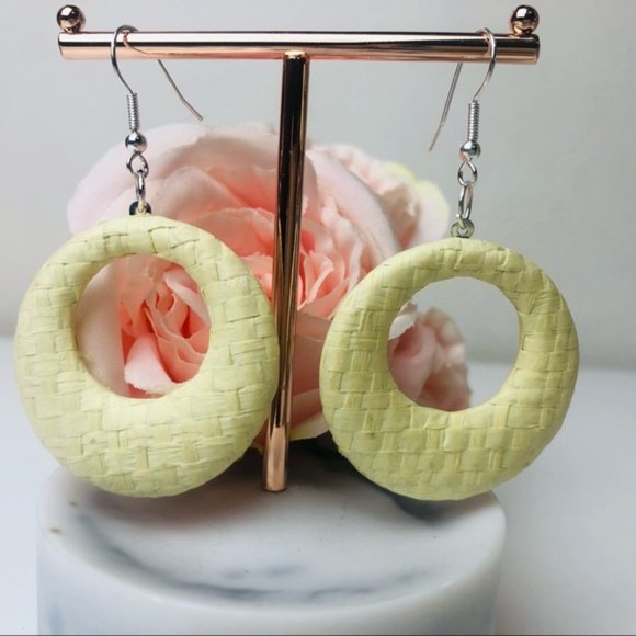 Cute Lightweight Handcrafted Light Cream Hoop earrings - Picture 1 of 7